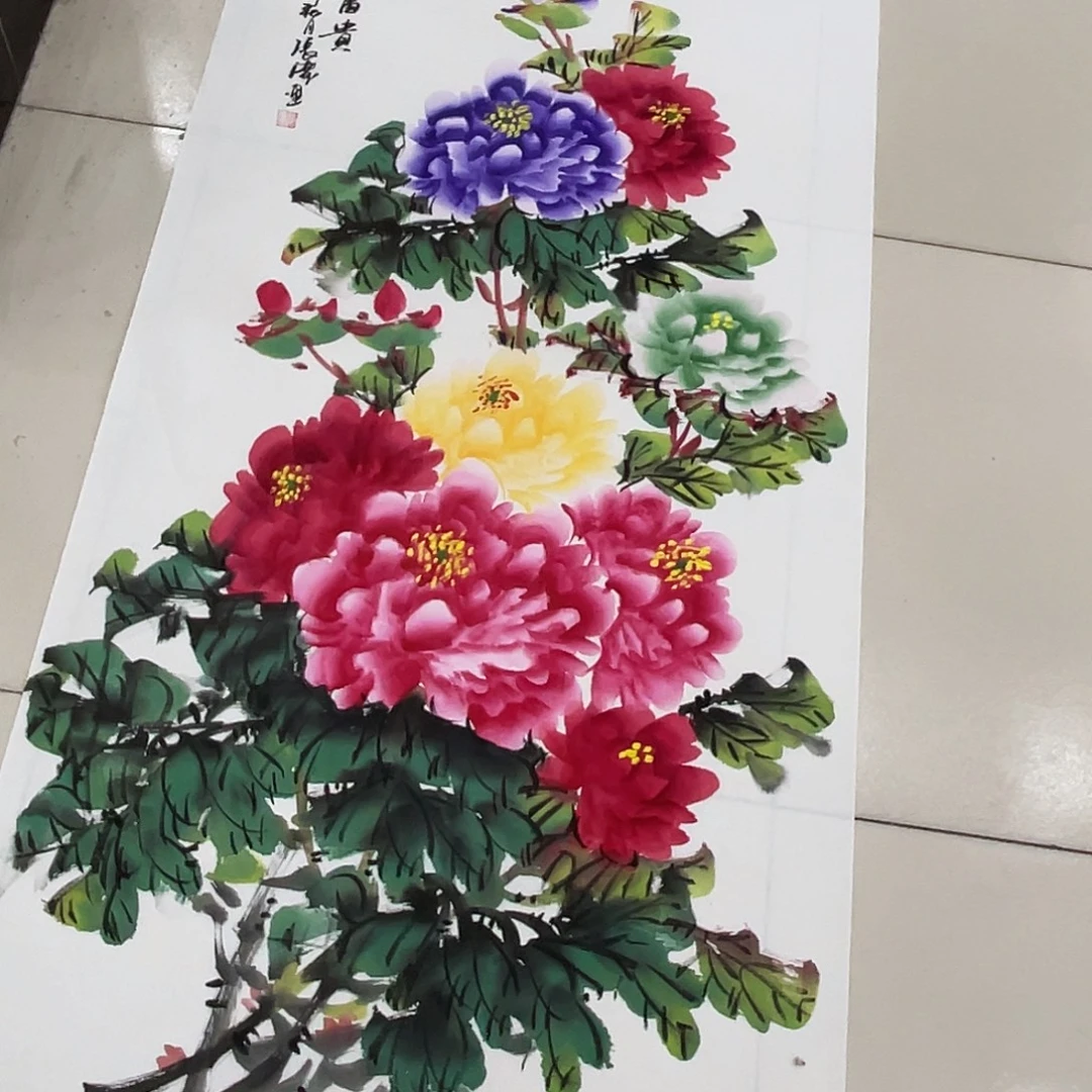 国画纯手绘的花鸟山水
