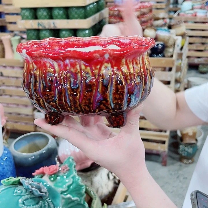 有孔,凑10元包邮陶瓷花盆发货!