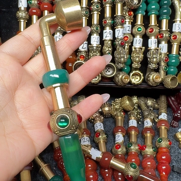 黄铜绿色烟锅2公分