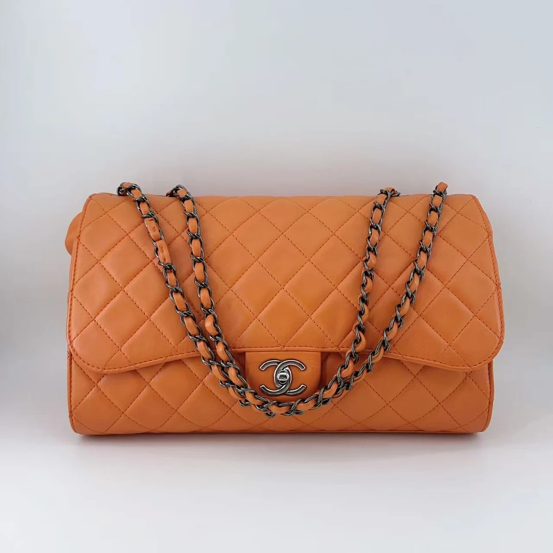 95新 Chanel/香奈儿  爱马仕橙大号CF单肩包  1670 6321