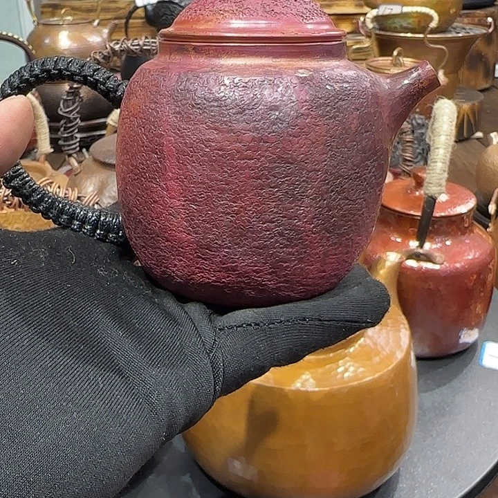 独***下紫铜手工制作约300毫升容量茶壶