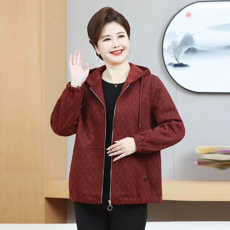 100-230斤加大加肥加大码妈妈装外套气质洋气中老年显瘦连帽上衣
