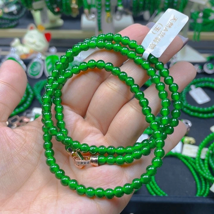 翡翠未镶嵌颈饰满色满绿5