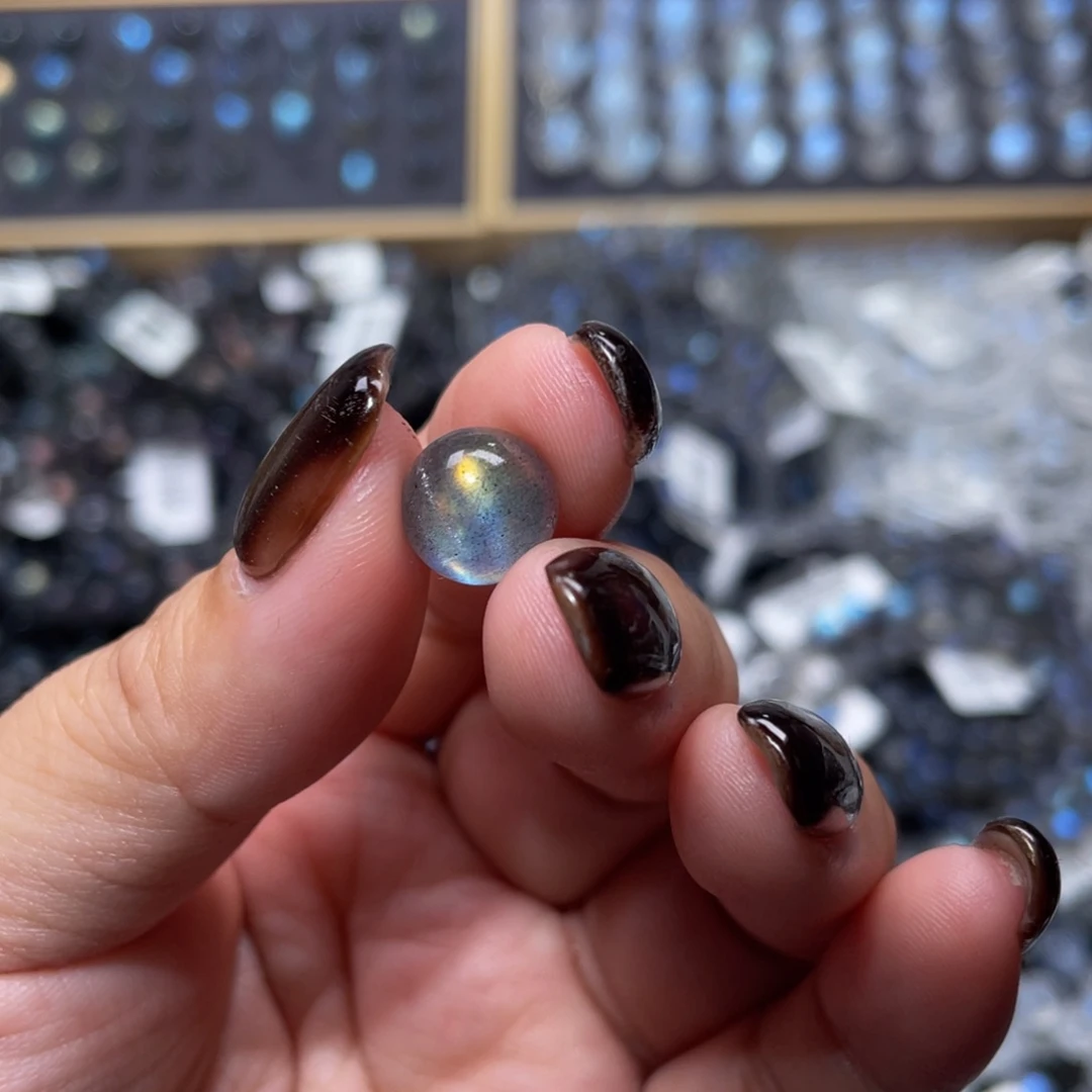 拉长石手链未镶嵌浮**夜灰月光单珠直径10mm