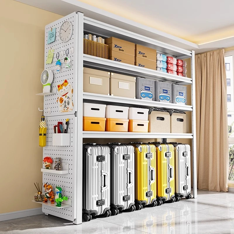 家用货架置物架多层落地阳台杂物间储藏下空式行李箱收纳角钢架子