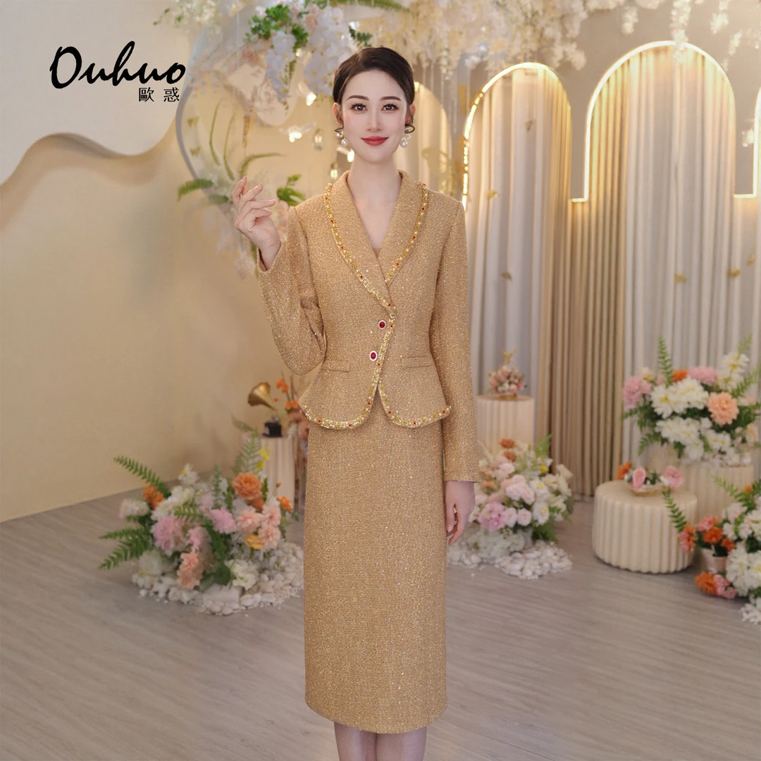 现货【木木定制】2025年秋冬新款高贵优雅气质宴会连衣裙OHDRI11064