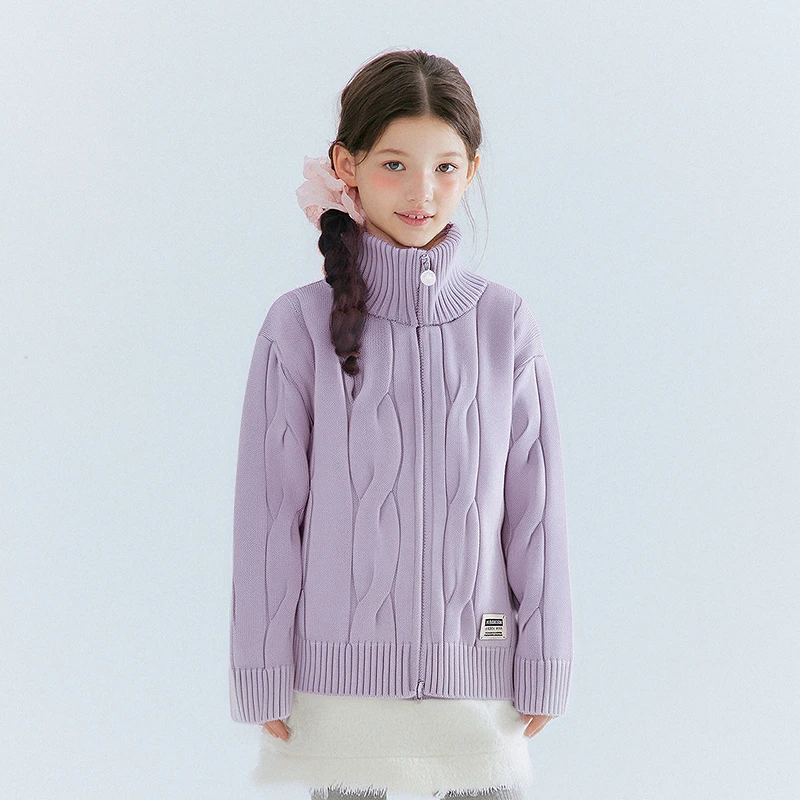 笛莎童装女童针织开衫秋季拉链毛衣中童宝宝儿童外套-932532601