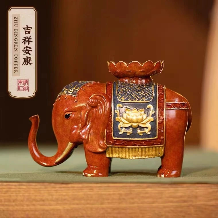 朱炳仁【吉象安康】象摆件高档客厅玄关装饰摆件酒柜电视柜摆件