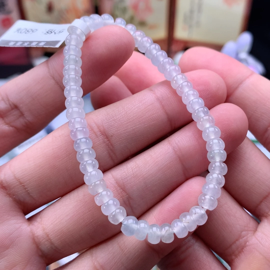 翡翠未镶嵌手链白冰算盘珠卡5+