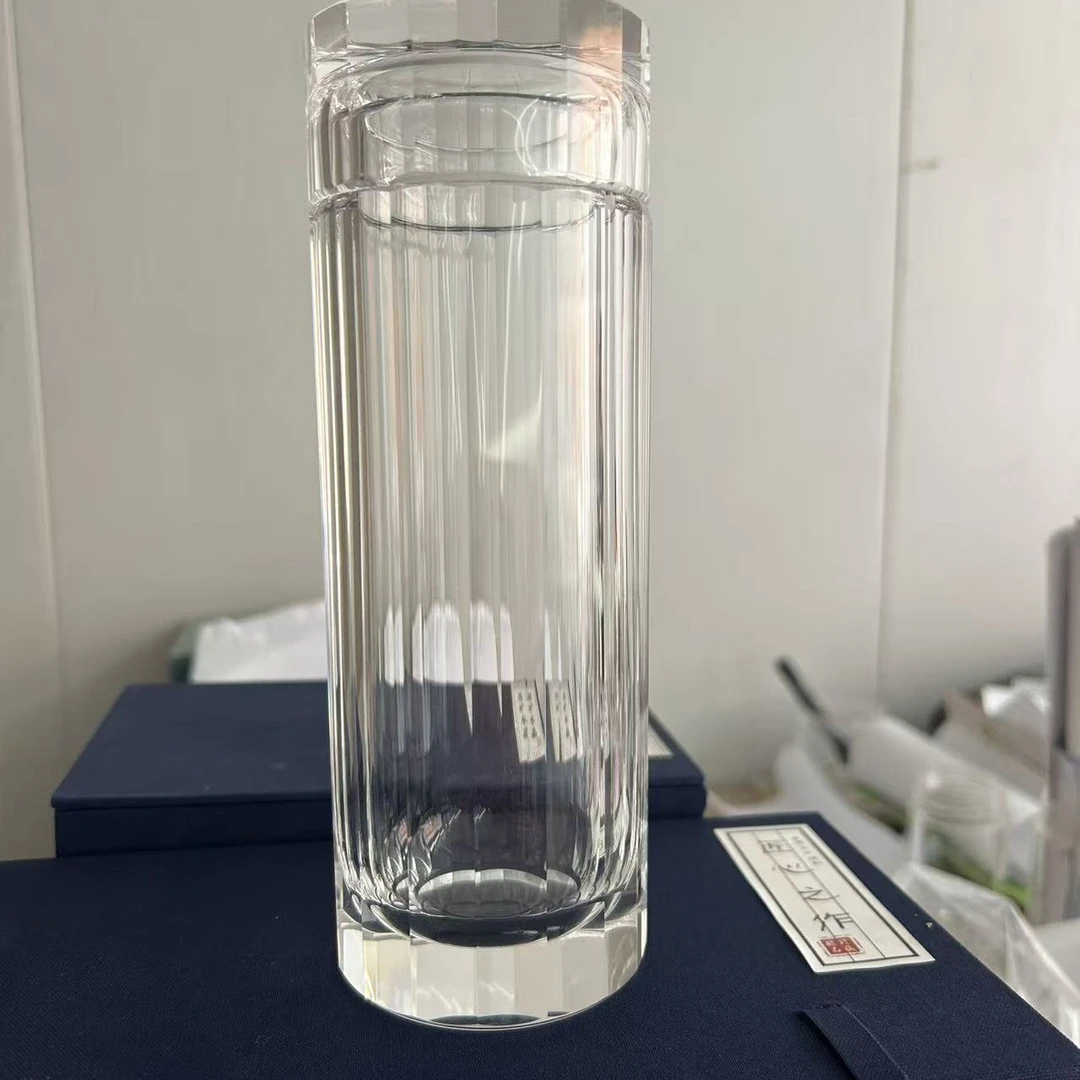 家用水晶手工切割带盖办公室高端泡茶杯玻璃杯耐高温加厚款式耐热