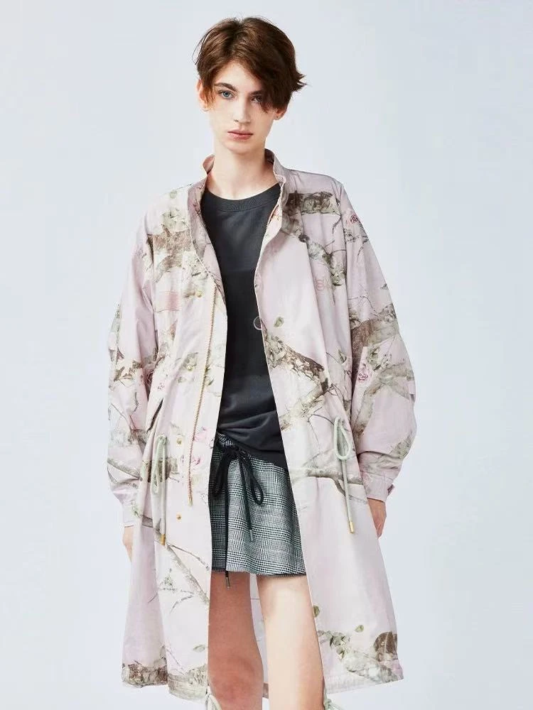 UOOYAA/乌丫2025春季新款玫瑰树纹迷彩派克风衣外套4599