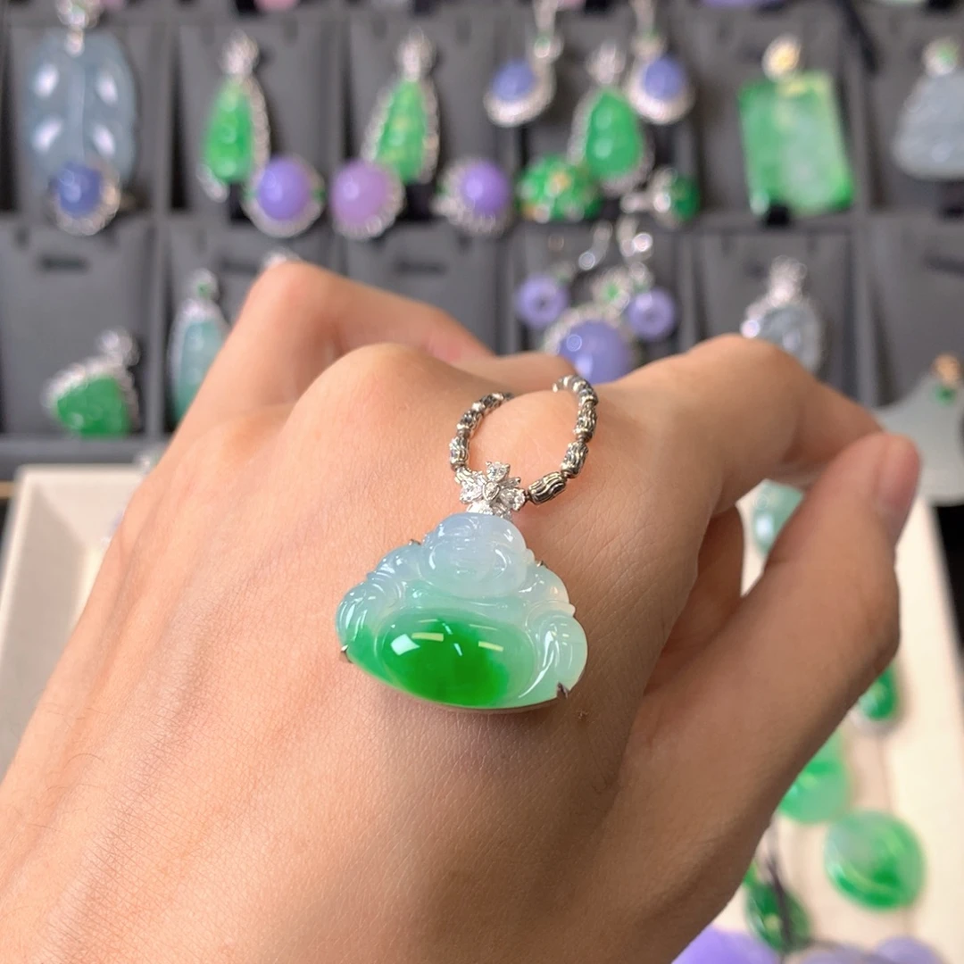 翡翠18K金镶嵌吊坠(不含链)