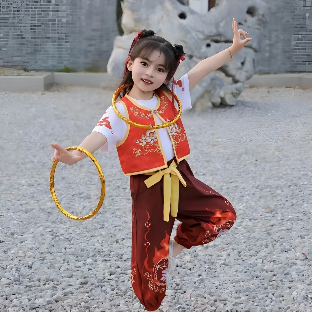 哪吒同款儿童套装之魔童降世服装cos衣服汉服新表演服唐装中国风