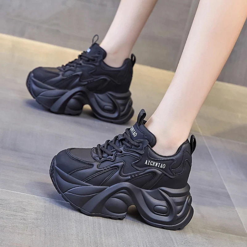 【增高10cm】老爹鞋女2025春季新款小个子休闲鞋百搭松糕厚底6418