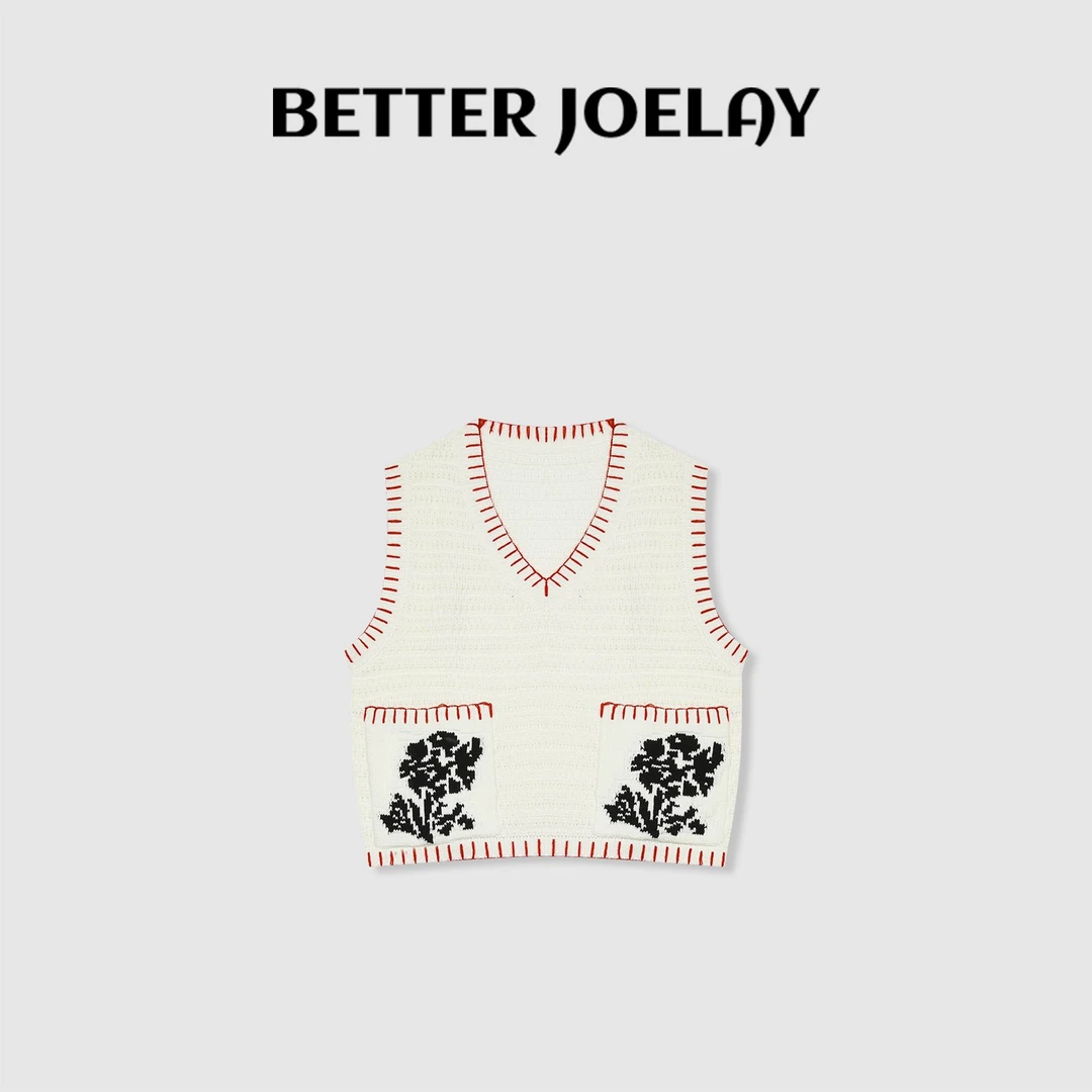 BETTER JOELAY-【花影口袋】时尚简约针织马甲毛衣个性慵懒LL5961