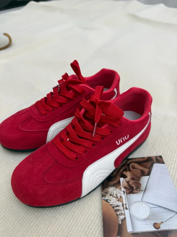 内增高德训鞋磨砂皮春秋休闲板鞋系带潮鞋步鞋情侣鞋子软底