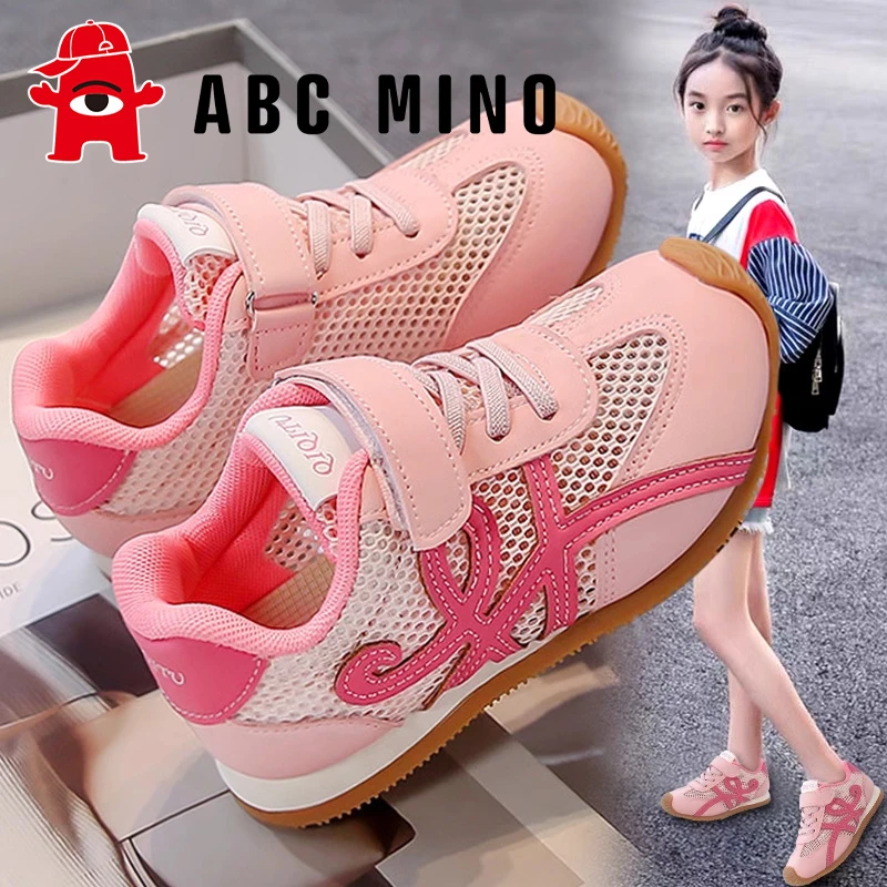 ABC MINO女童鞋子2025夏季新款防滑透气儿童德训鞋时尚运动跑步鞋