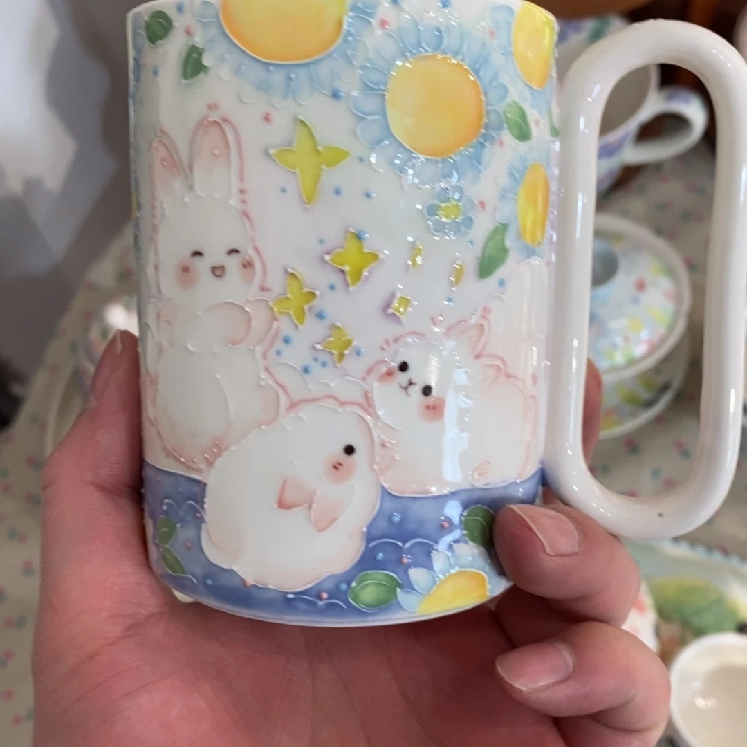 瓷片兔子马克杯微瑕