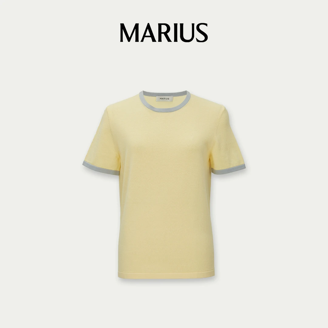 MARIUS“橡皮T”撞边针织短袖撞边针织短袖圆领针织