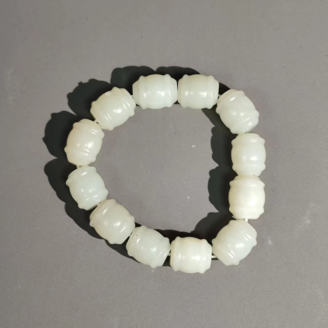 创汇和田玉桶珠手串