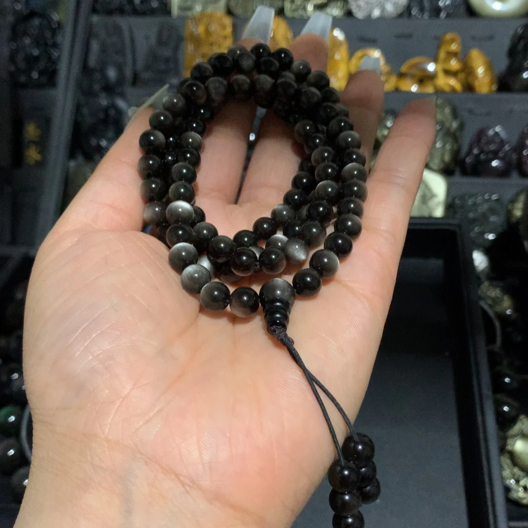 黑曜岩未镶嵌手链宝*