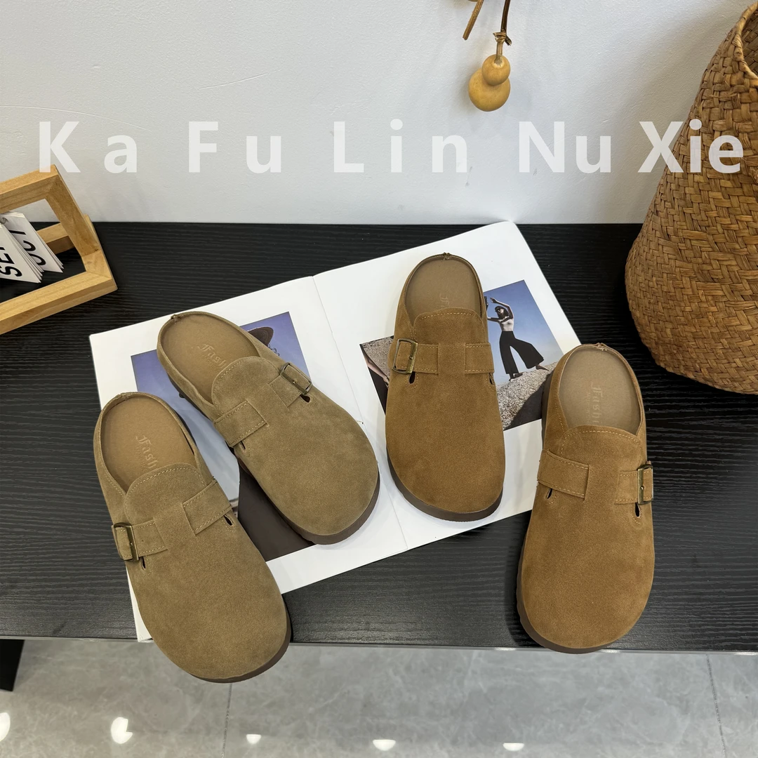 【卡芙琳shoes】勃肯鞋女包头半拖鞋女秋季外穿新款鞋子厚底