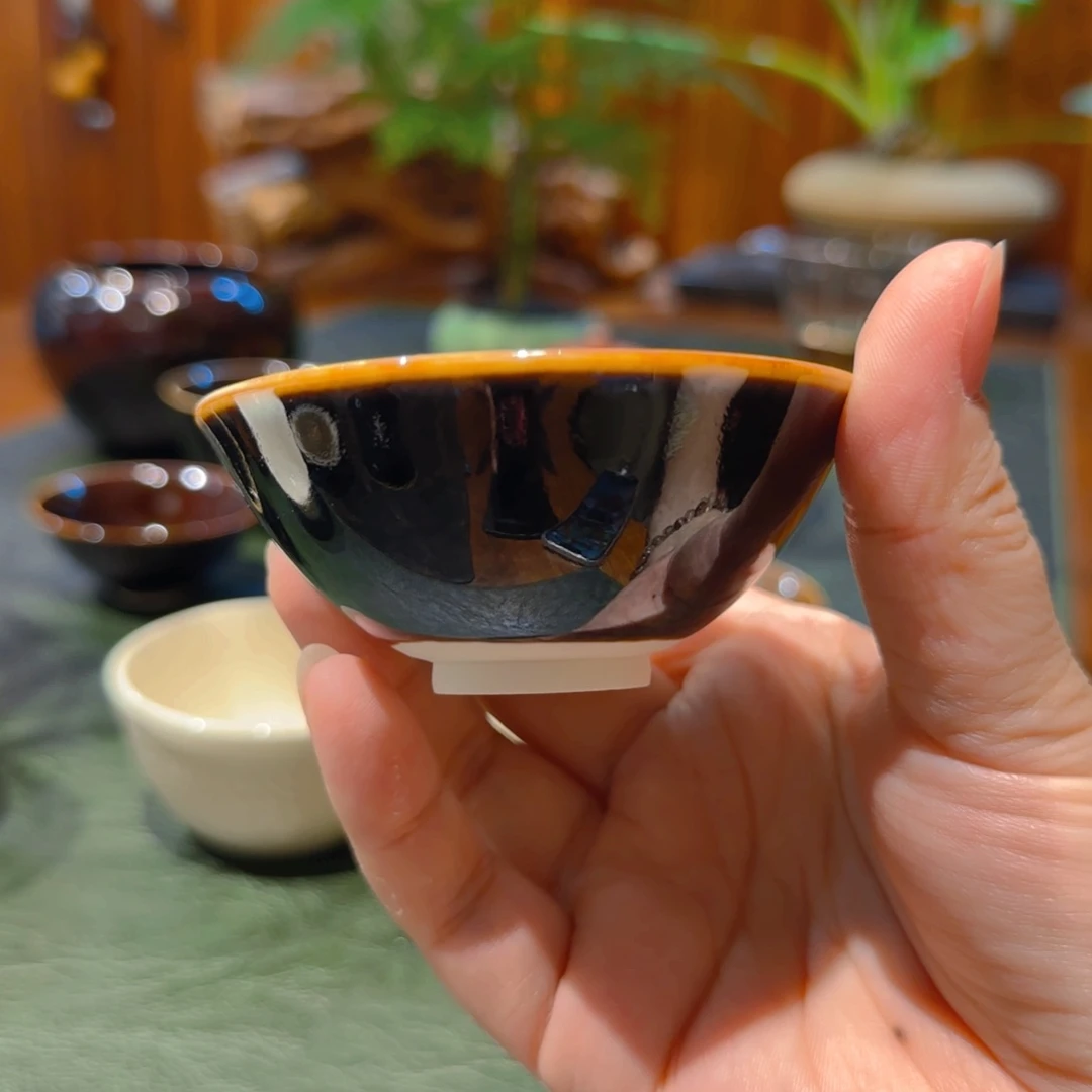 微澜定瓷 黑定斗笠盏