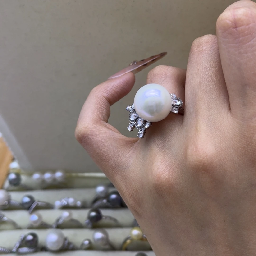 银S925镶嵌淡水珍珠戒指