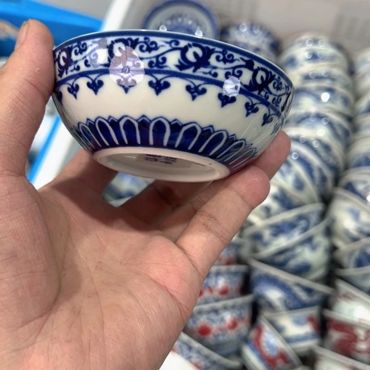 瓷片白青花宝相普洱杯全品