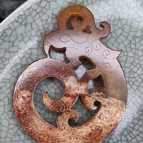 摆件开片瓷器瓷片摆件
