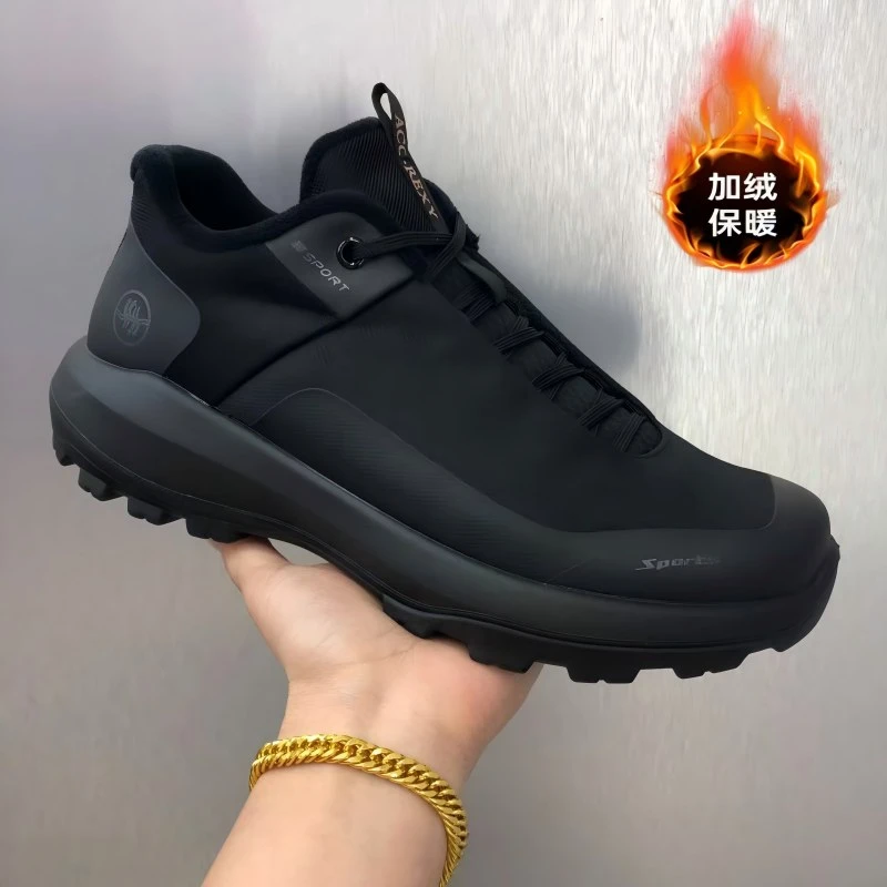 2025冬季新款休闲百搭加绒保暖鞋男士厚底增高一脚蹬懒人休闲棉鞋