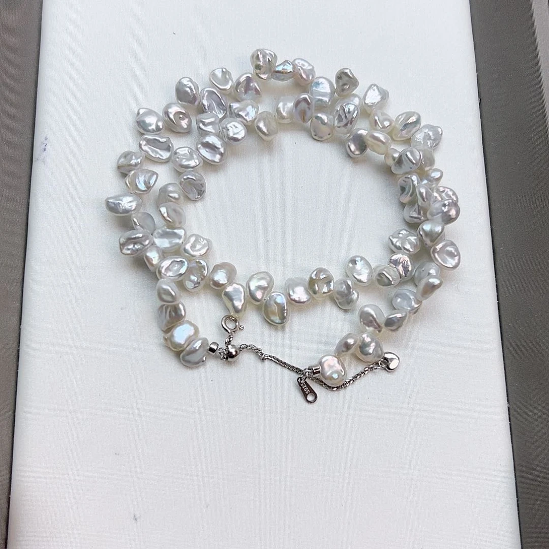 淡水珍珠银S925镶嵌项链