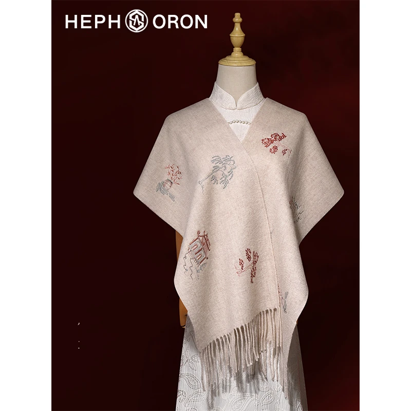 国风旗袍披肩最新款2025爆款高端纯羊毛长条细窄围巾节日送礼礼盒