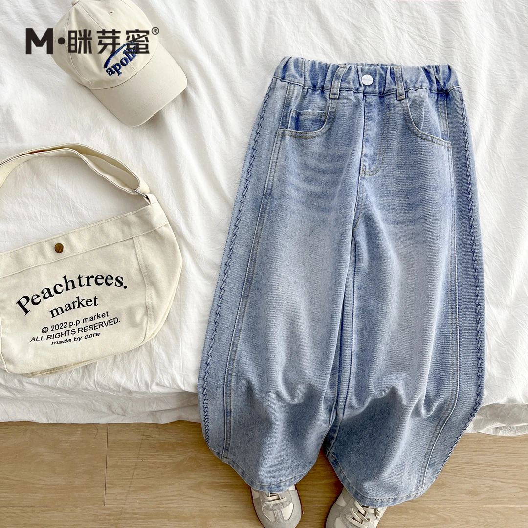 女童长裤2025春季新款女童装中大童儿童百搭直筒牛仔裤MYMC1013