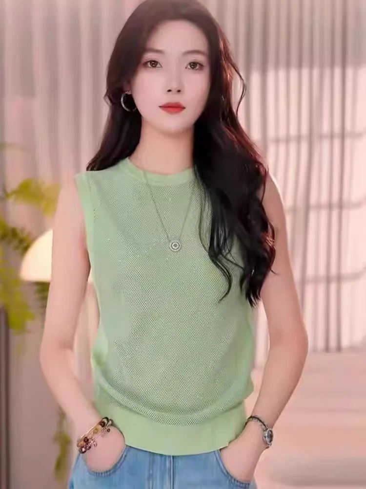 【商场同款】2025春秋新款气质百搭时尚造型亮片无袖针织衫马甲背心