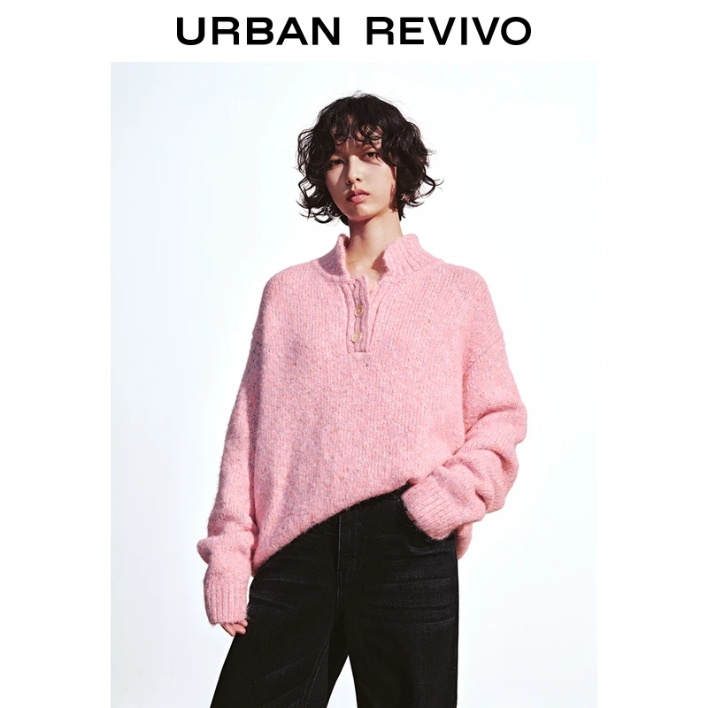 UR2025秋季新款女装休闲多巴胺花纱宽松针织衫UYY950119