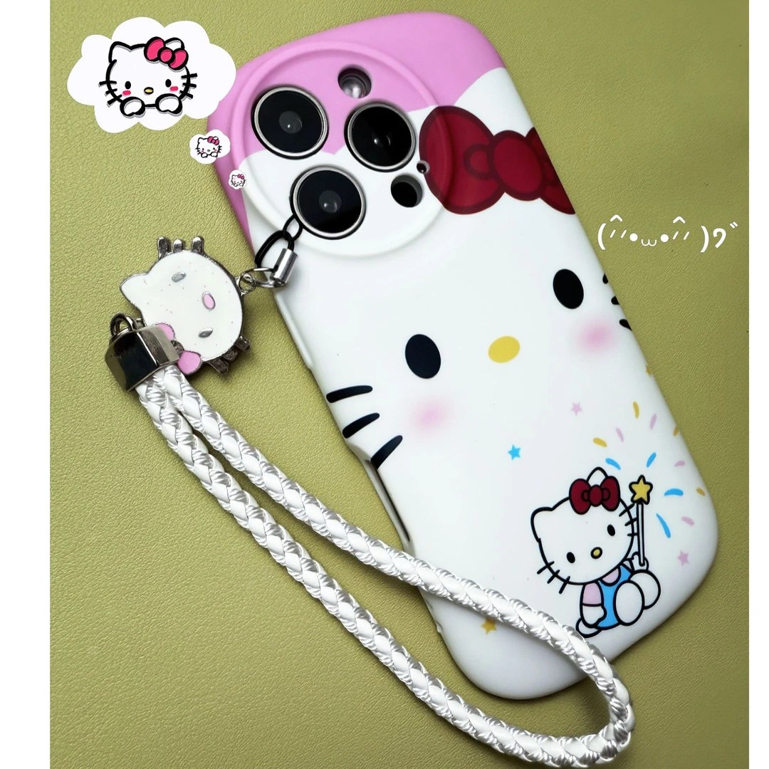 可爱魔法棒凯蒂猫适用苹果手机壳13鼓包磨砂硅胶全包卡通iphone16