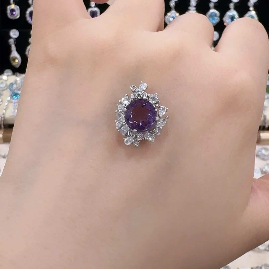 睿***妈银S925镶嵌吊坠(赠链)紫晶