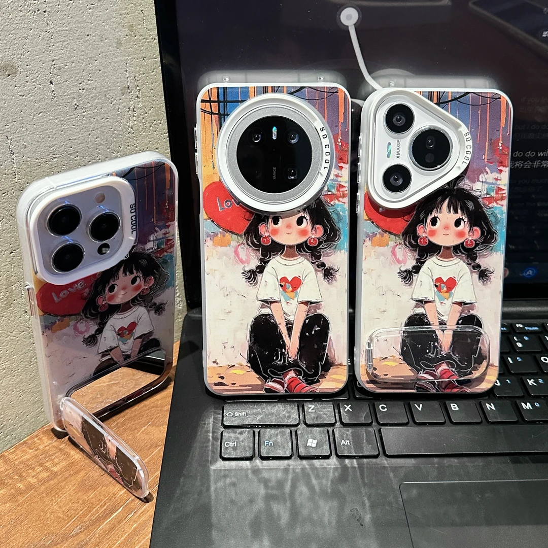 可爱女孩适用苹果/华为/荣耀/OPPO/VIVO/小米手机壳卡通防摔全包