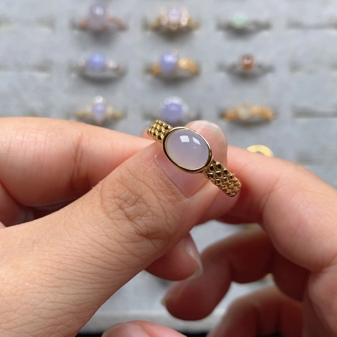 翡翠戒指银S925镶嵌戒指