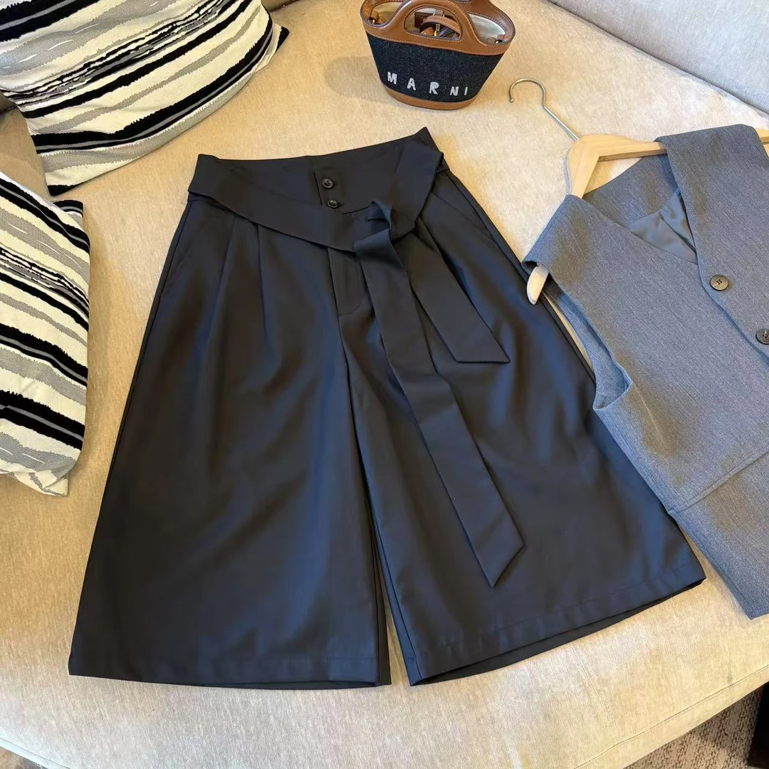 米可/MK-2626YF【系带高腰设计感七分阔腿裤】时尚夏季新款七分裤