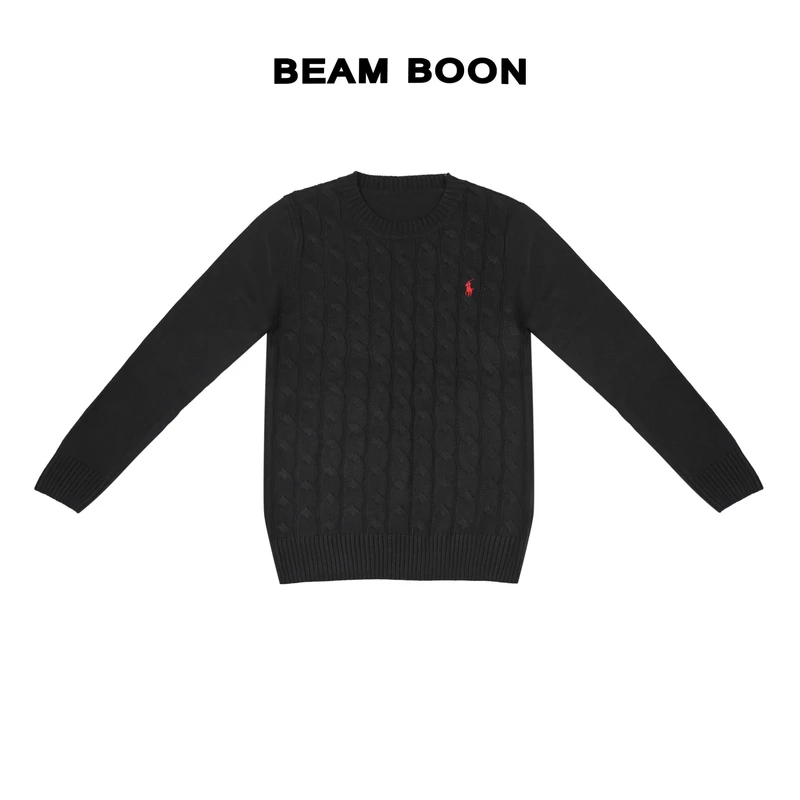 Beam Boon|【常青藤毛衣】拉夫*polo进口织全棉刺绣麻花纹针织毛衣