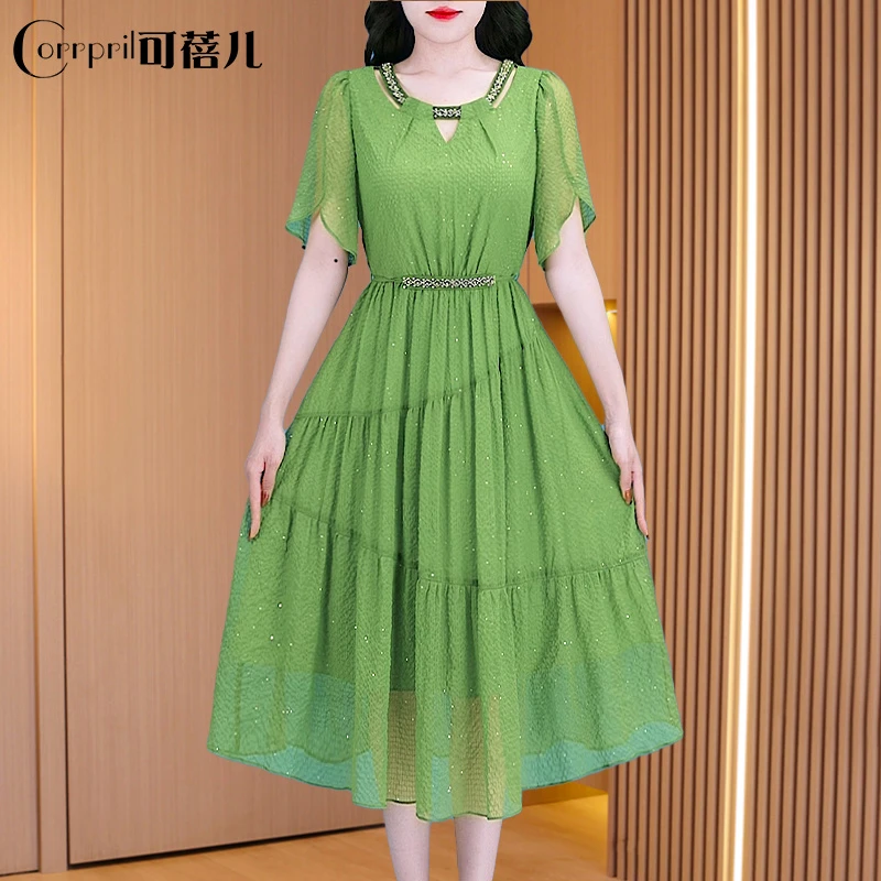 【可蓓儿】纱料小个子气质连衣裙夏2025新款十三行今年流行爆款裙子