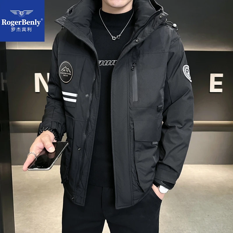 【璐璐专属】连帽羽绒服男装2025年新款休闲工装潮牌短款外套866667