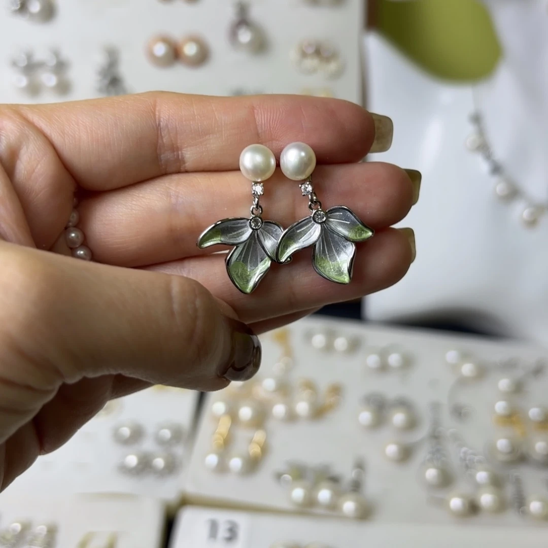 合金淡水珍珠耳饰