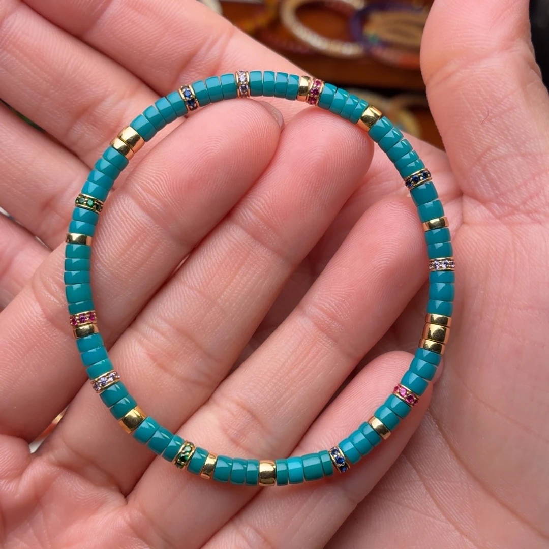 绿松石未镶嵌手链男女