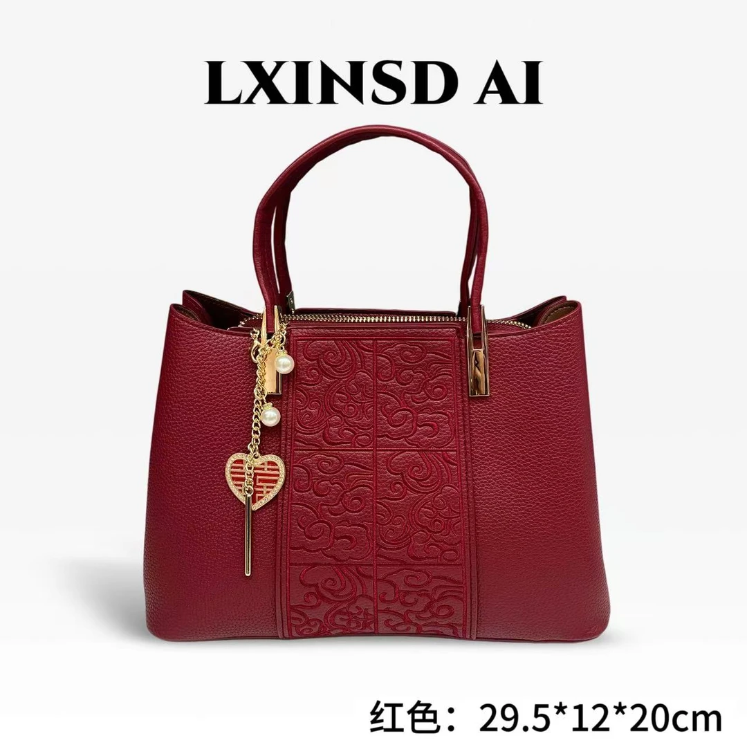 国风刺绣红色高级感女士婚包手提斜挎妈妈喜婆婆包