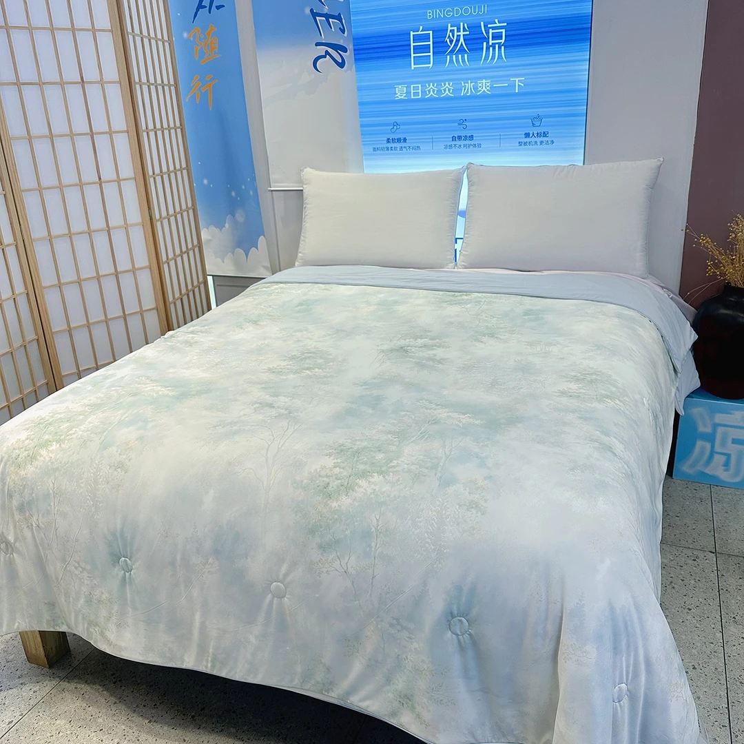 晓山森屿夏被被子透气夏凉被亲肤冰丝机洗凉感薄款空调被【黄一恒】