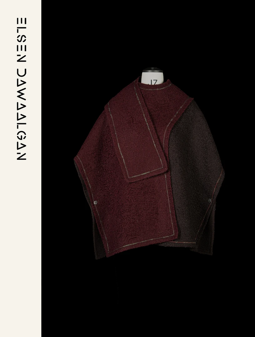 沙粒｜【朝圣之路】量感精织羊驼毛双面呢廓形民族气质披肩斗篷上衣