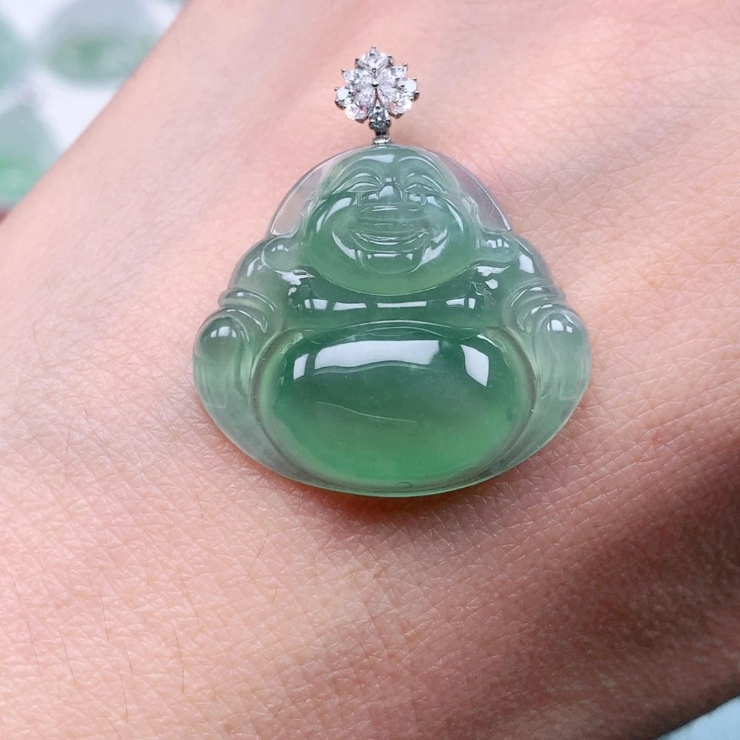 吊坠(不含链)18K金镶嵌翡翠